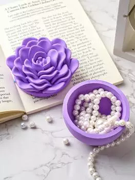 3D-роза, банка для свечей, силиконовая форма с крышкой, пион, коробка для хранения ювелирных изделий, поделки, изготовление гипсовых смоляных форм для литья, домашний декор