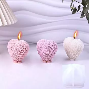 3D роза сердце свеча силиконовая форма DIY цветок сердце смола форма мыло ароматерапия свечи изготовление инструмента пара подарок домашний декор