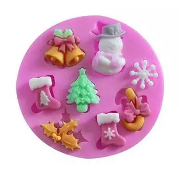 3D Рождественская елка Колокольчик Силиконовая Снежинка Снеговик Торт Конфеты Форма Выпекать DIY Инструмент One size