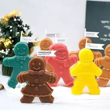 3D Рождественская силиконовая форма для свечей DIY Мыло ручной работы Пряничный человечек Гипсовая смола Поделки Изготовление принадлежностей для домашнего декора Подарки