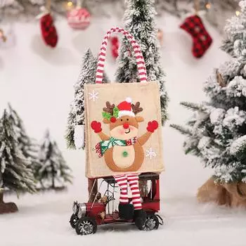 3D Рождественская вышитая сумка-тоут с ногой Праздничная упаковочная сумка (Лось) К