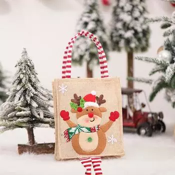 # 3D Рождественская вышитая сумка-тоут с ногой Праздничная упаковочная сумка (Лось)