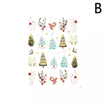 3D рождественские наклейки для ногтей Зимний пряничный человечек Красный Санта-Клаус Елка Медведь Снеговик Олень Слайдеры Наклейки Маникюр Decorstion