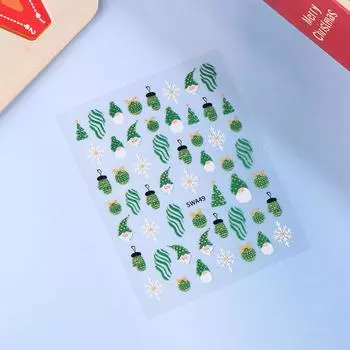 3D рождественские наклейки для ногтей Зимний пряничный человечек Красный Санта-Клаус Елка Медведь Снеговик Олень Слайдеры Наклейки Маникюр Decorstion