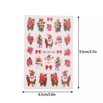 3D рождественские наклейки для ногтей Зимний пряничный человечек Красный Санта-Клаус Елка Медведь Снеговик Олень Слайдеры Наклейки Маникюр Decorstion
