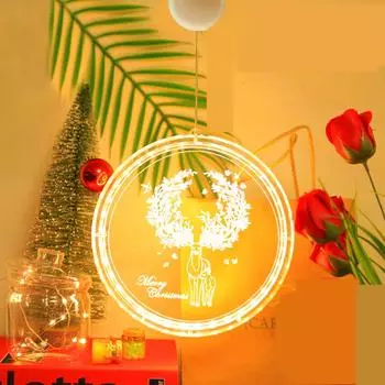 3D рождественские огни Санта-Клауса, светодиодный ночник, подвесной светильник с присоской для двери, окна, праздничное украшение, гирлянды