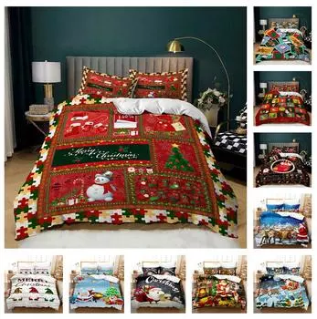 3D рождественские постельные принадлежности для детей/подростков, пуховый пододеяльник, 2/3 шт., новогоднее украшение для спальни, EU220 * 240, полноразмерный удобный домашний текстиль Baby 100x135cm