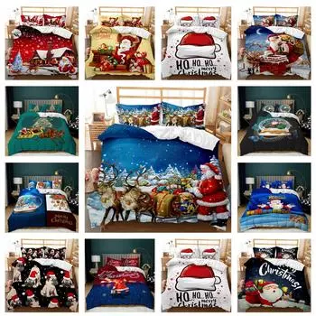 3D рождественские постельные принадлежности с Новым годом, пуховый пододеяльник, 2/3 предмета, полиэстер, удобная односпальная/двуспальная кровать, роскошный домашний текстиль, рождественский подарок Baby 100x135cm