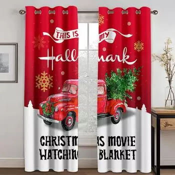 3D рождественские шторы с изображением пикапа и автомобиля, красные, золотые, синие, гоночные автомобили, 2 панели, подходят для гостиной, спальни, кухни, балкона, окна, декора 50W130H(CM)X2PCS&Grommet Top