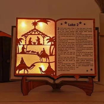 3D Рождественский деревянный вертеп с подсветкой, деревянный набор для Рождества, украшения для рождественских сцен со светодиодной подсветкой для украшений полок A