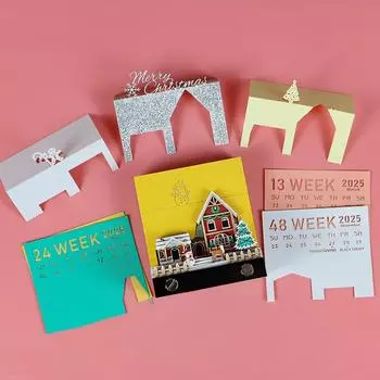 3D Рождественский Дом Календарь С Подсветкой Креативный Настольный Календарь Заметки Сделай Сам Блокнот Художественный Календарь Бумага Резьба Подарочный Дом Скульптура 1pc