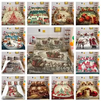 3D Рождественский домашний комплект постельного белья с подарочным узором, чехол для постельного белья для спальни, 2/3 шт., AU/DE/EU/US, полный размер, мягкое и легко чистящееся украшение для спальни DE 100x135cm