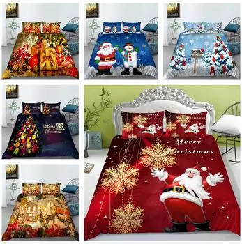 3D Рождественский домашний комплект постельного белья для спальни, пододеяльник, наволочка, AU/EU/US, полноразмерная односпальная/двуспальная кровать Baby 100x135cm