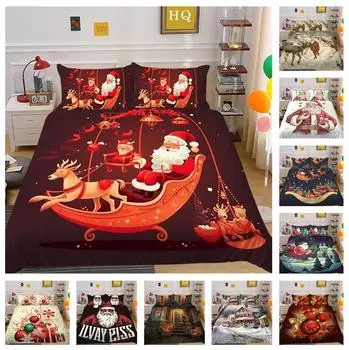 3D Рождественский комплект одеял, рождественский подарок, постельное белье, 2/3 шт. AU180 * 210, украшение для рождественской атмосферы, мягкое и легко чистящееся украшение для спальни Baby 100x135cm