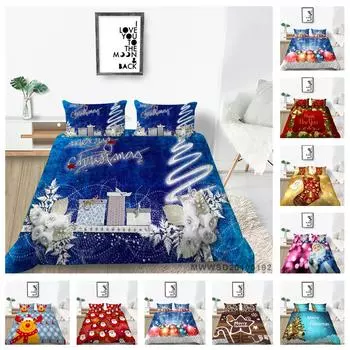 3D Рождественский комплект постельного белья Санта-пододеяльник 2/3 шт. DE135 * 200 Полный размер Мягкая молния Быстросохнущее украшение для дома Baby 100x135cm