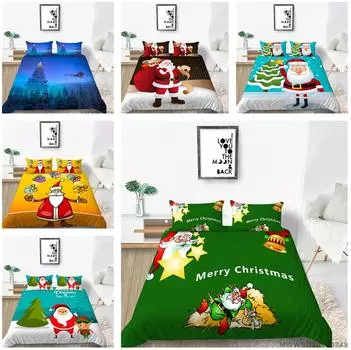 3D Рождественский комплект постельного белья для дома, чехол и наволочка для спальни, 2/3 предмета, мягкий моющийся комплект постельного белья для украшения дома Baby 100x135cm