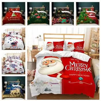 3D Рождественский комплект постельного белья С Новым годом, комплект одеял, 2/3 шт., рождественский веселый узор, AU180 * 210, полноразмерное детское мягкое украшение для спальни Baby 100x135cm