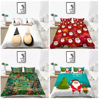 3D Рождественский комплект постельного белья, пуховое одеяло и наволочка, AU/EU/US, односпальная/двуспальная кровать, полноразмерное мягкое удобное пуховое одеяло DE 100x135cm