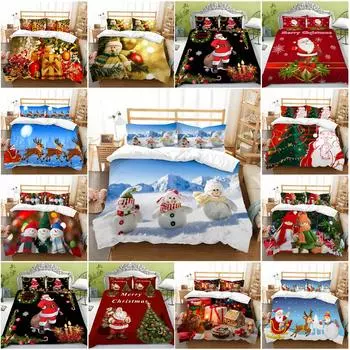 3D рождественский комплект постельного белья Санта-Клаус, одеяло и наволочка, простыня/двуспальная кровать, полный размер, 2/3 шт., украшение для дома Baby 100x135cm