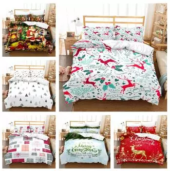 3D Рождественский комплект постельного белья King Queen Bed Down Пододеяльник Наволочка 2/3 шт Роскошный домашний текстиль Пододеяльник Комплект для украшения спальни Baby 100x135cm