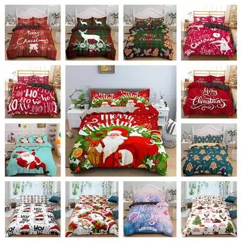 3D Рождественский комплект постельного белья Рождественская атмосфера Украшение HD Печать Пододеяльник 2/3 шт. AU/EU/US/UK/DE Полноразмерное мягкое украшение для дома Baby 100x135cm