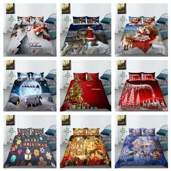 3D Рождественский комплект постельного белья Санта-Клаус, пуховое одеяло и наволочка, 2/3 предмета, Рождественская праздничная атмосфера, украшение для дома Baby 100x135cm