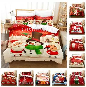 3D Рождественский комплект постельного белья Новогоднее атмосферное украшение Санта-Клаус пододеяльник и наволочка AU/EU/DE/ES/US полноразмерное украшение для дома Baby 100x135cm