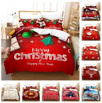 3D Рождественский комплект постельного белья King Queen Кровать Пододеяльник Наволочка 2/3 шт. Покрывало Happy New Year Подарочный комплект Baby 100x135cm