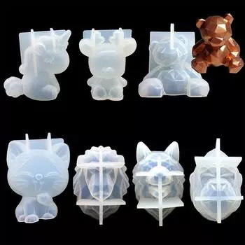 3D Рождественский олень, кошка, лев, волк, утка, силиконовая форма, инструмент для украшения торта помадкой