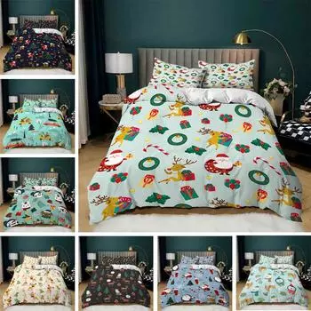 3D рождественское постельное белье для детей/подростков с пуховыми пододеяльниками, 2/3 предмета роскошного и удобного быстросохнущего домашнего текстиля, рождественский подарок Baby 100x135cm