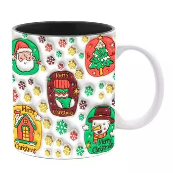 3D Рождество Рождество Керамическая Кофейная Кружка с Отметкой Дерево Санта Снеговик Пряничный Человечек 301-400ml