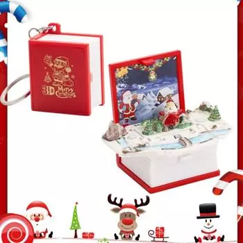 3D Рождество Санта Складная Книга Пластиковый Замок Коттедж Брелок Образовательные Научные Игрушки Ребенок D