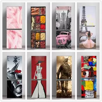 3D розовая наклейка на холодильник для девочек, дверная крышка, ремонтный клей, виниловые наклейки на холодильник, обои, настенная художественная наклейка, кухонный декор 40x120cm