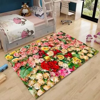 3D розовые цветочные коврики, ковер, коврик для гостиной, плюшевый нескользящий коврик для стула, ковер для ванной комнаты 60cm x 90cm