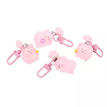 3D розовый светящийся свинья звезда брелок кулон мультфильм смолы свинья брелок шарм брелоки подвески брелок для девочки мальчика as the picture