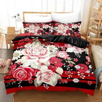 3D розы картина Постельное белье Пододеяльник с наволочкой Twin Full Queen King Постельное белье Постельное белье AU single 140x210