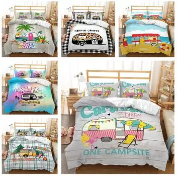 3D RV тематический домашний комплект постельного белья в праздничном стиле, пододеяльник, наволочка, 2/3 шт., детская комната, мультяшный узор, украшение дома Baby 100x135cm