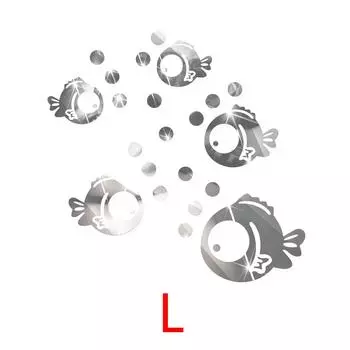 3D Рыба Наклейка на стену Домашний декор Художественная роспись DIY для гостиной Акриловые хрустальные наклейки на зеркало в ванной, L, серебристый