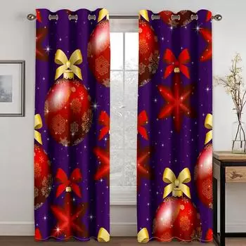 3D С Новым годом, Рождеством, Санта-Клаусом, красным снегом, 2 шт. Тонкие затемняющие оконные шторы для гостиной, спальни, домашнего декора 100W130H(CM)40x51in&Hook