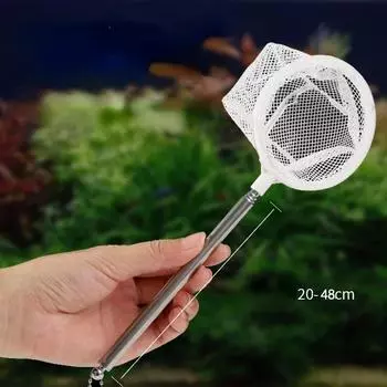 3D сачок для аквариума квадратный и круглый с присоской телескопическая ручка из нержавеющей стали для ловли рыбы креветок аквариум