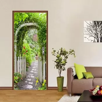 3D самоклеящиеся наклейки на двери с растениями, дорогами, гостиной, спальней, сделай сам, декоративные водонепроницаемые наклейки на стену для дома, 77x200 см 77X200cm