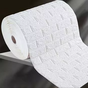 3D самоклеящиеся обои 70 см * 10 м непрерывные водонепроницаемые наклейки на кирпичную стену Гостиная Спальня Детская комната Украшение дома 70CMX10M белый