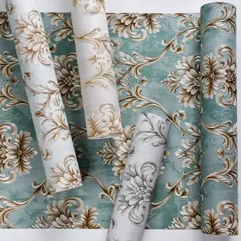 3D самоклеящиеся обои Ретро Дамаск утолщенные самоклеящиеся 3d стерео обои настенные съемные обои с цветочным принтом спальня 53CMX3M