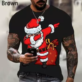 3d Санта-Клаус Праздничная футболка мужская летняя повседневная с коротким рукавом новогодний подарок качество удобная модная индивидуальная одежда S