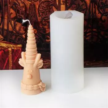 3D Санта-Клаус Рельефная цилиндрическая свеча Силиконовая форма Снеговик Олень Рождественская елка Силиконовые формы для свечей Рождественский подарок