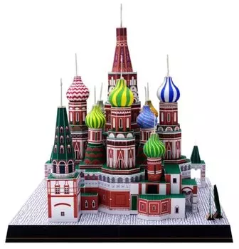 3D сборочная модель бумажного ремесла всемирное историческое здание (улица. Собор Василия Блаженного)