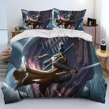 3D Sekiro:Shadows Die Twice Game Comforter Bedding Set,Duvet Cover Bed Set Quilt Cover Pillowcase,king Queen Size Bedding Set EU Twin 135x200cm