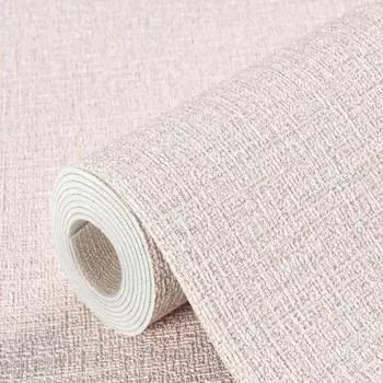 3D Self-Adhesive Linen Wallpaper Continuous Waterproof Wall Stickers Living Room Bedroom Kitchen Cabinet Waterproof Wall Sticker 50X1000cm