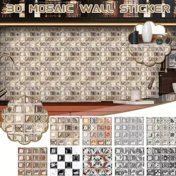 3D самоглазурованные стеклянные наклейки Стеклянная плитка DIY Наклейки на стену Наклейка на пол 10*10cm