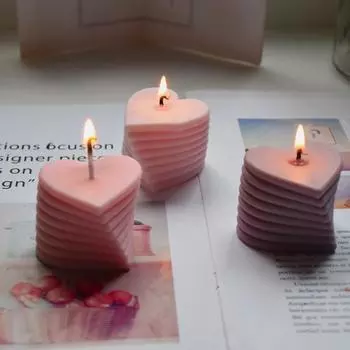 3D Сердце Форма Свечи Силиконовая Форма Сердце Любви с Прозрачной Текстурой День Святого Валентина